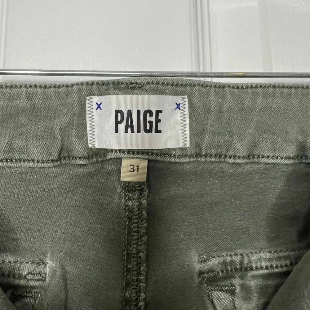 PAIGE Mayslie Cropped Joggers Ankle-Length Green Jeans | Size 31